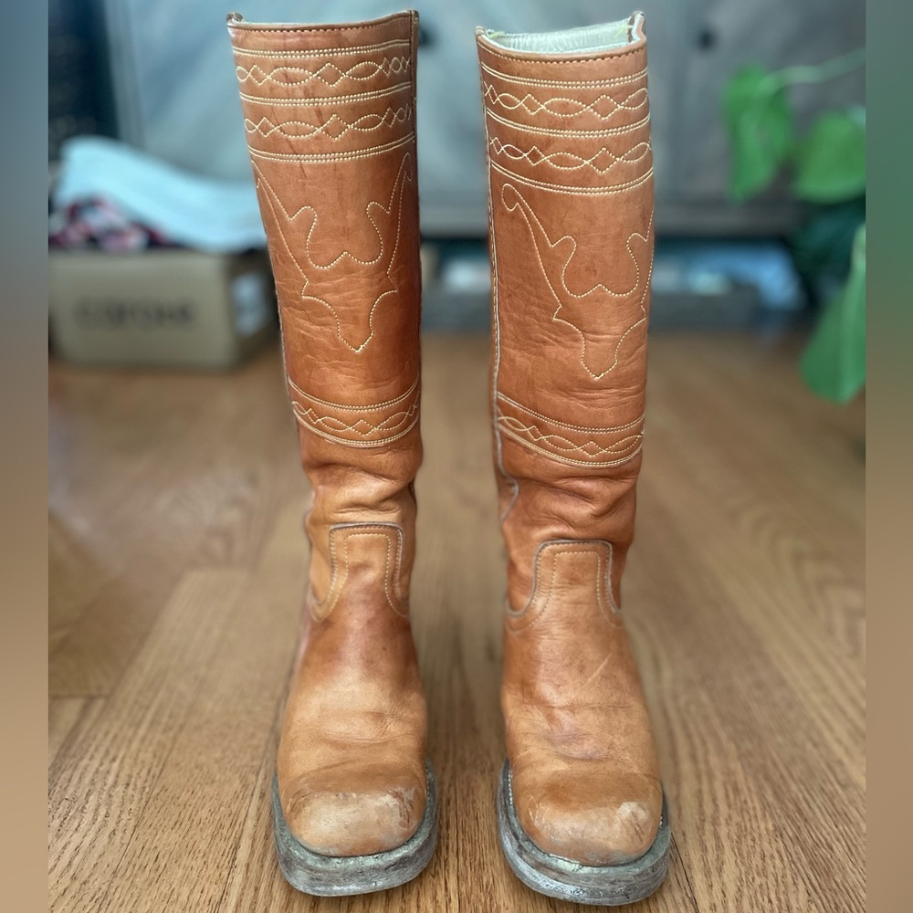 Frye Tan Leather Western Boots